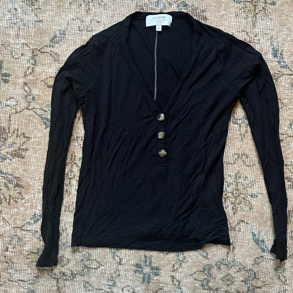 La Ligne Charlie Henley Tshirt Black
